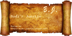 Boár Jusztin névjegykártya